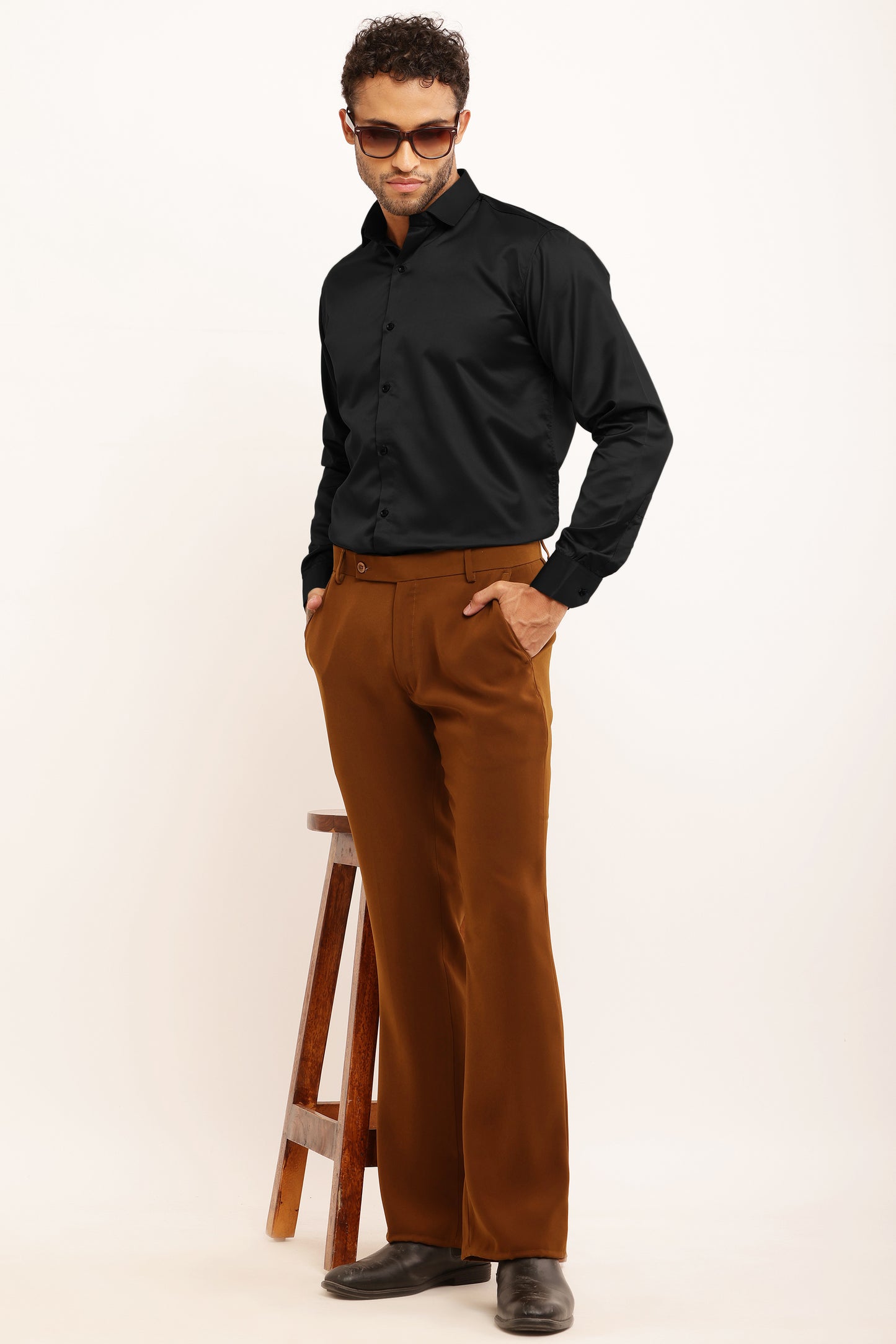 Charliefits slimfit Black Satin Shirt