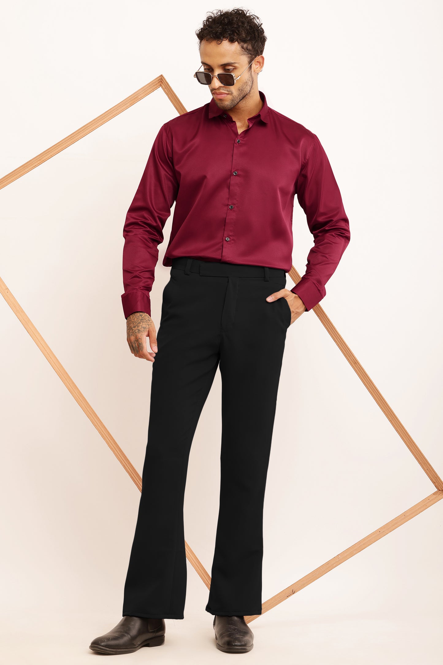 Charliefits slimfit Maroon shirt