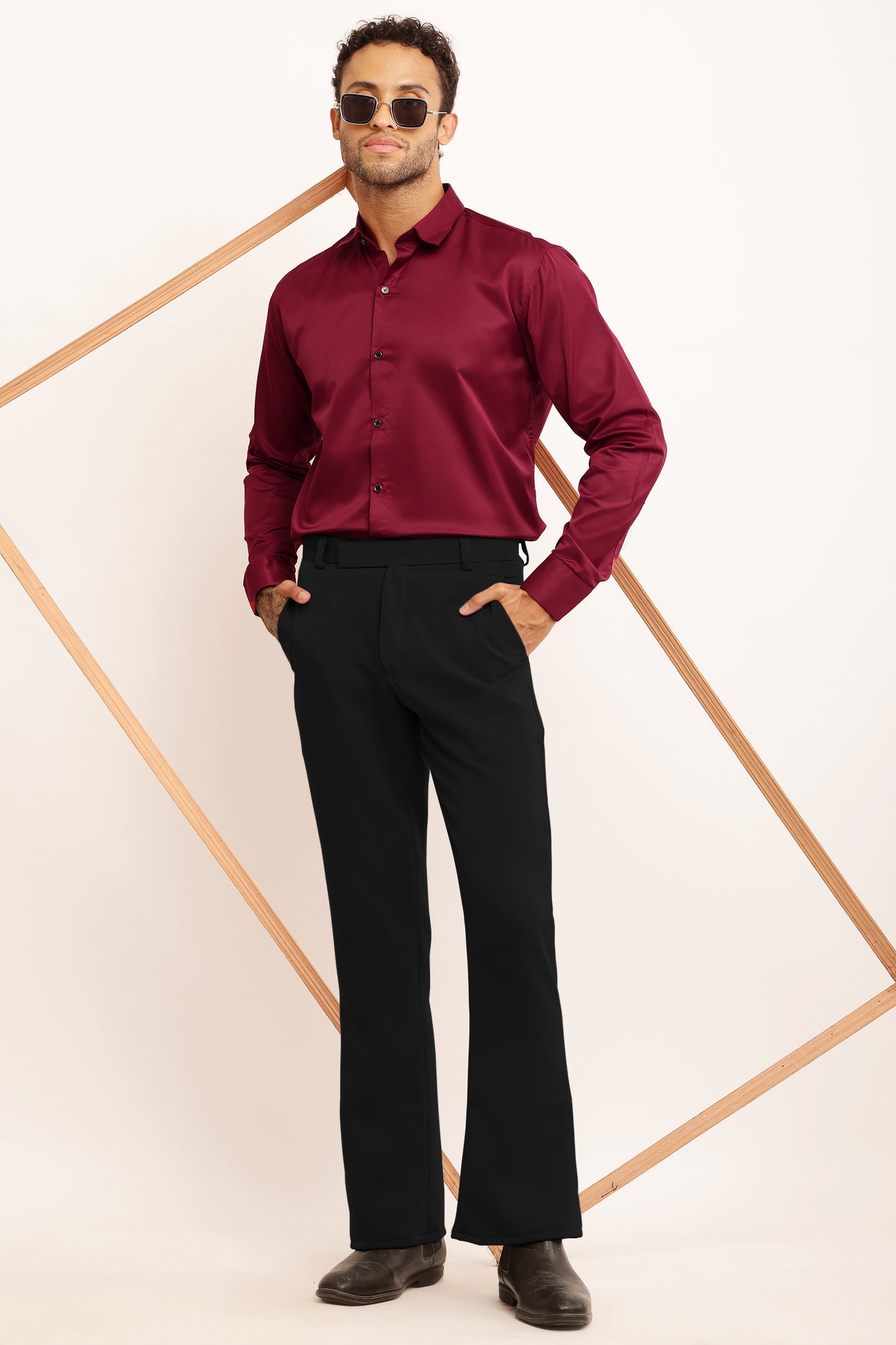 Charliefits slimfit Maroon shirt